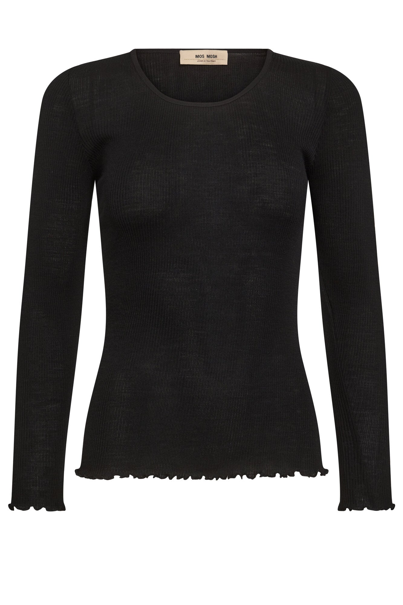 Elaine O-LS Seamless langærmet t-shirt - sort